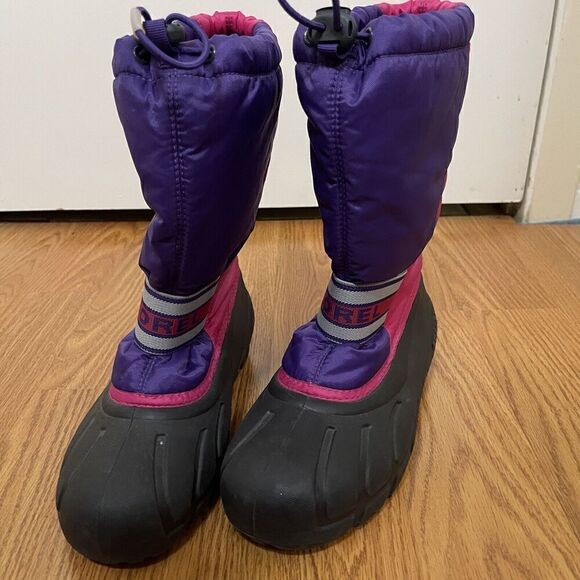 SOREL fleece line rubber outdoor winter snow boots purple pink size US 6 eu 38 - Picture 3 of 7